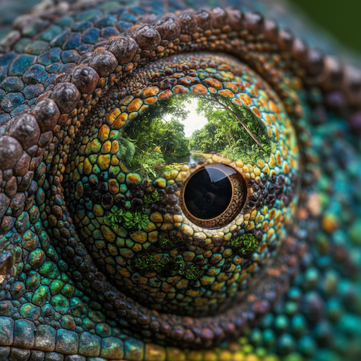 lizard eye in a forest